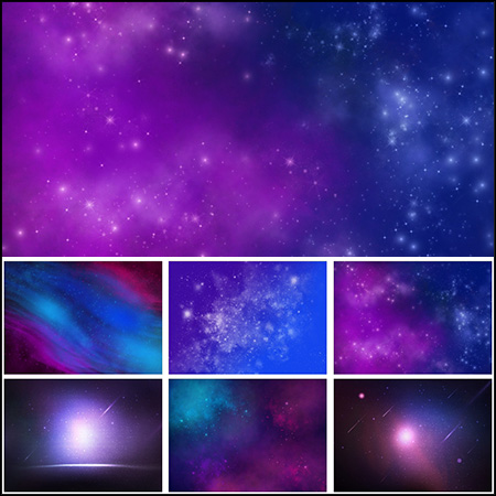 6款宇宙银河漂亮星空背景PSD分层模板