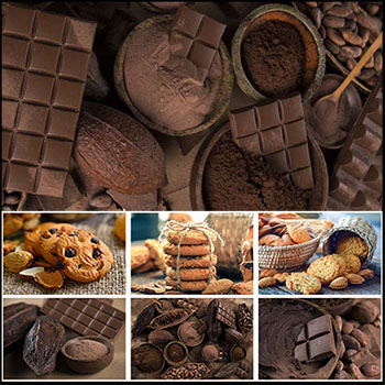 黑巧克力和可可豆甜品饼干太酥饼JPG高清图片