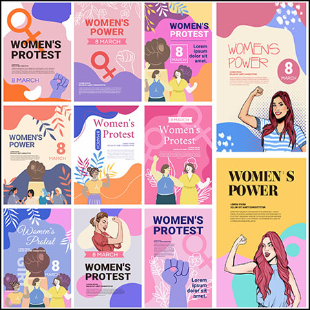 15款3.8国际妇女节抽象海报PSD分层