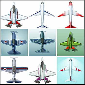 卡通飞机模型16设计网矢量插图精选