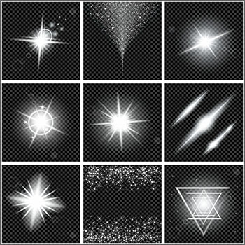 创意概念发光星光光效爆裂火花矢量装饰插图