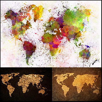 5款世界地图版块JPG高清图片