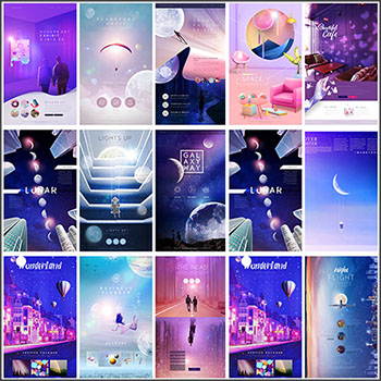 13款创意梦幻科技合成海报PSD分层素材