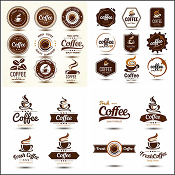 5套咖啡店咖啡LOGO标志咖啡贴纸徽标16图库矢量素材精选