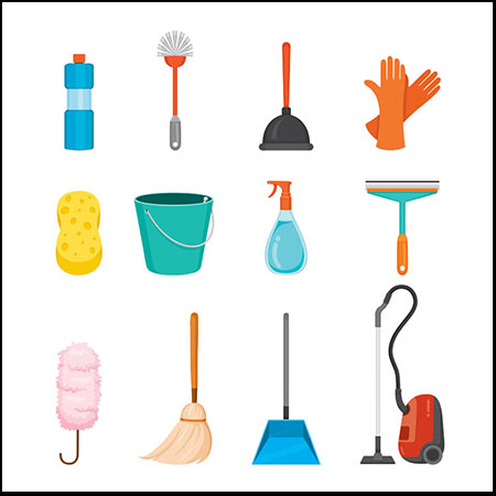 夏季卫生清洁打扫工具16图库矢量图标精选