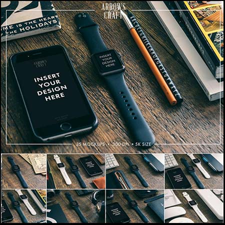 35款时尚迷人的Apple Watch模型实景展示PSD样机