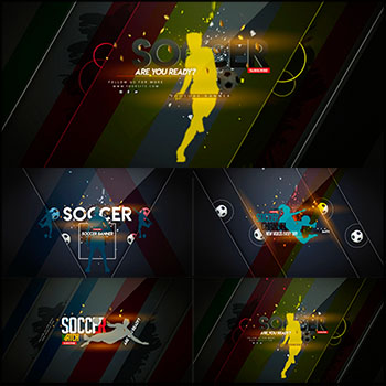4款体育运动踢足球海报背景PSD分层模板