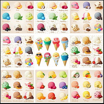 可爱水果冰淇淋素材天下矢量插图精选