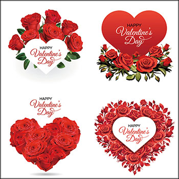 6款情人节卡片邀请函海报爱心玫瑰花素材天下矢量插图精选