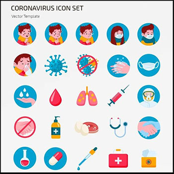25款预防COVID-19新冠状病毒矢量AI/PS/PNG图标