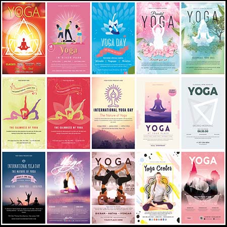 19款瑜伽健身PSD海报宣传单