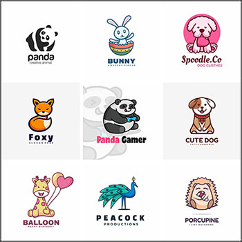 12款可爱卡通动物企业LOGO图标标志素材中国矢量素材精选