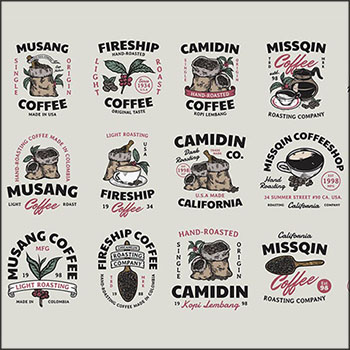 15个复古咖啡LOGO图标标志16图库矢量素材精选
