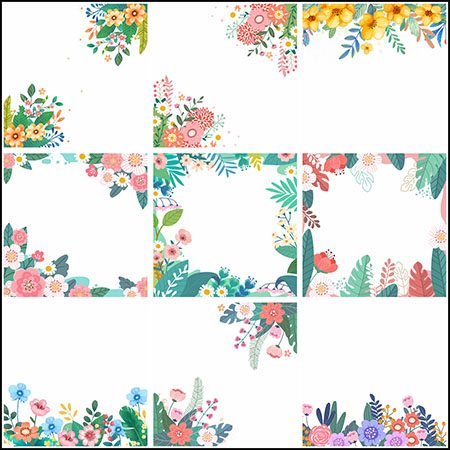 10款春季花卉装饰边框框架PSD分层模板