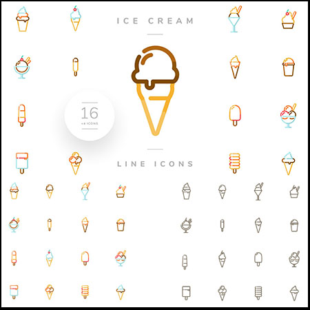 16种冰淇淋素材天下矢量图标精选