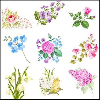 16款春季花卉花束素材中国矢量素材精选