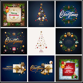 70款精美圣诞节卡片大合集16设计网矢量素材精选