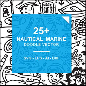 25+航海-海洋海滩涂鸦普贤居矢量图标精选素材