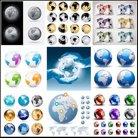 22套地球地图版块蓝色地球16设计网矢量插图精选