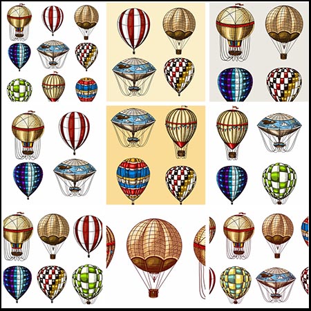 彩色热气球16设计网矢量插图精选
