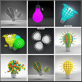 20款3D立体灯泡概念矢量图