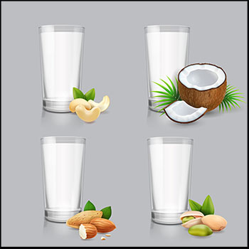 5款坚果椰子果汁饮料16设计网矢量插图精选