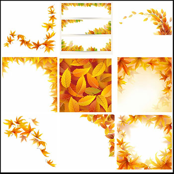 秋季枫叶飘落画框装饰16素材网矢量素材精选