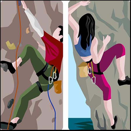 攀岩爬山运动攀岩者卡通矢量插画