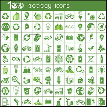 100个绿色环保生态16素材网矢量图标精选
