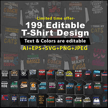 179款可编辑的T恤图案AI矢量设计素