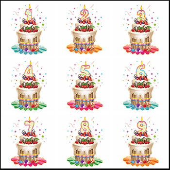 周岁生日数字和蛋糕16图库矢量插图精选