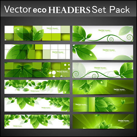 14款春季绿色叶子装饰背景横幅16素材网矢量素材精选
