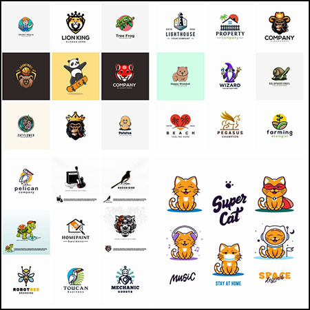32款可爱卡通动物企业徽标LOGO标志素材中国矢量素材精选