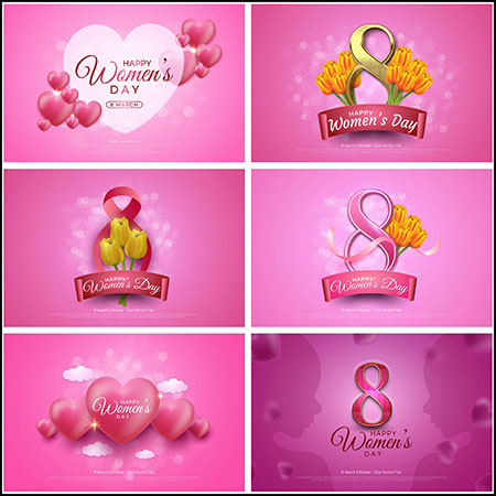 6款38妇女节粉色横幅插图素材中国矢量素材精选