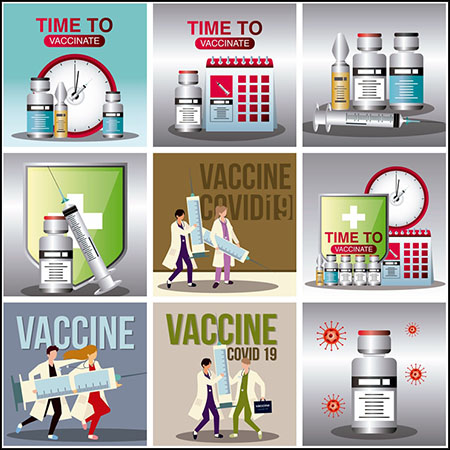 10款新型冠状病毒疫苗接种宣传插图素材中国矢量模板精选