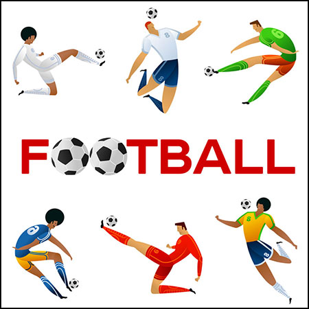 3套踢足球运动卡通人物普贤居矢量插图精选