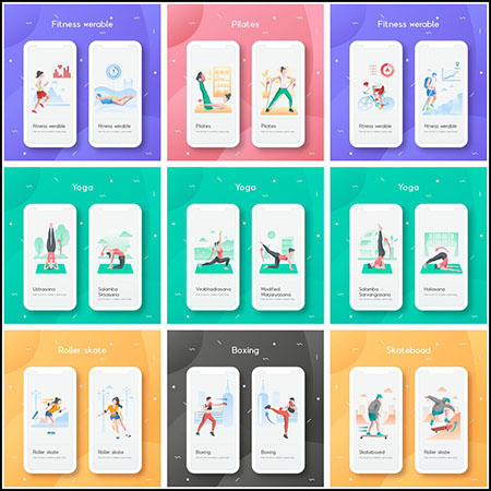 10款健身瑜伽体育运动插画素材中国