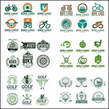 48款理发骑车高尔夫体育运动矢量LOGO徽标普贤居矢量素材精选