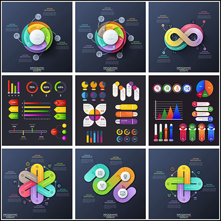 11套彩色多边形业务PPT信息图表易图库矢量素材精选
