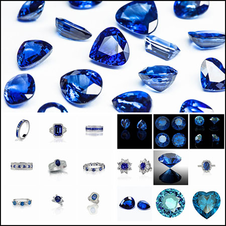 33款蓝宝石珠宝戒指手镯16素材网矢量插图精选