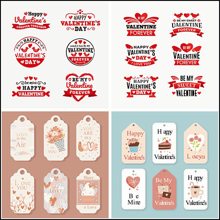 10套情人节标签海报菜单吊牌等16设计网矢量素材精选