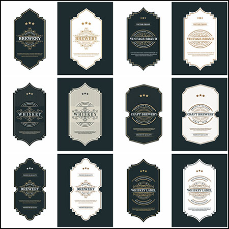 威士忌酒复古品牌设计标签16图库矢