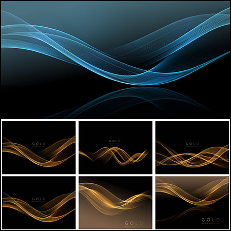 10款金色波浪抽象背景易图库矢量素材精选