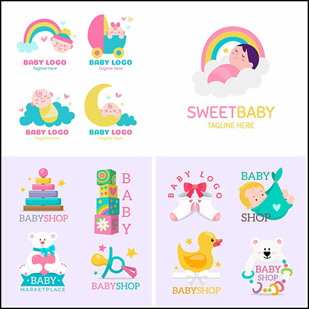 4套宝宝LOGO标志母婴店店标徽标16设计网矢量素材精选