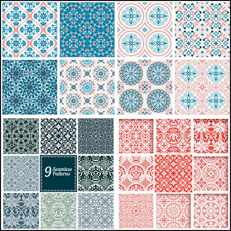 7套抽象花卉花纹无缝图案16素材网矢量素材精选