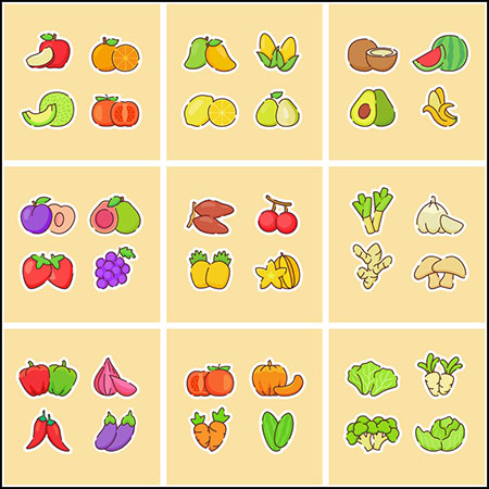 14套手绘水果蔬菜插画16设计网矢量素材精选