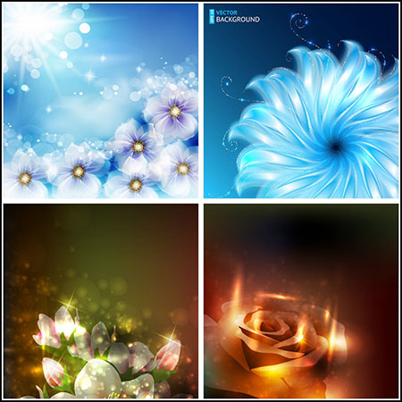 7款发光花卉花朵16素材网矢量插图精选