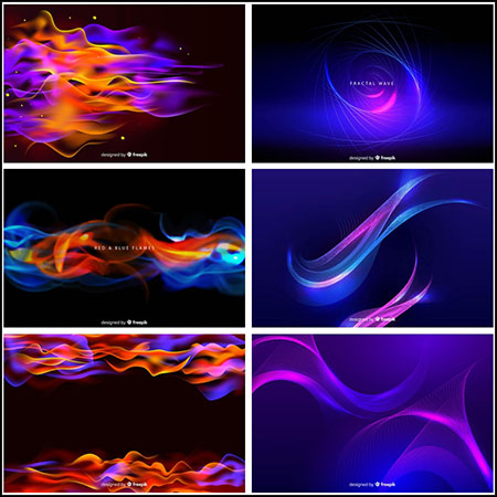 9款抽象烟雾波浪粒子主视觉KV展板背景EPS格式