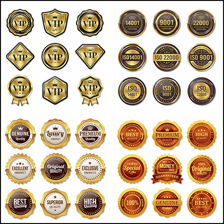 7套63个铂金、金和银Vip徽章图标16设计网矢量素材精选