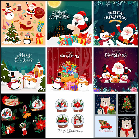 19款圣诞球和圣诞节场景插图16设计网矢量素材精选